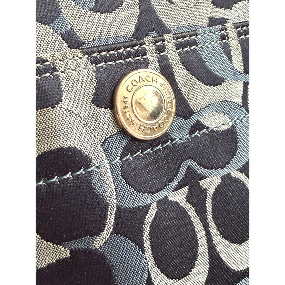 Coach Op Art Signature Blue Crossbody Bag Teal Trim Zip Top Adjustable Strap Y2K - Picture 10 of 11